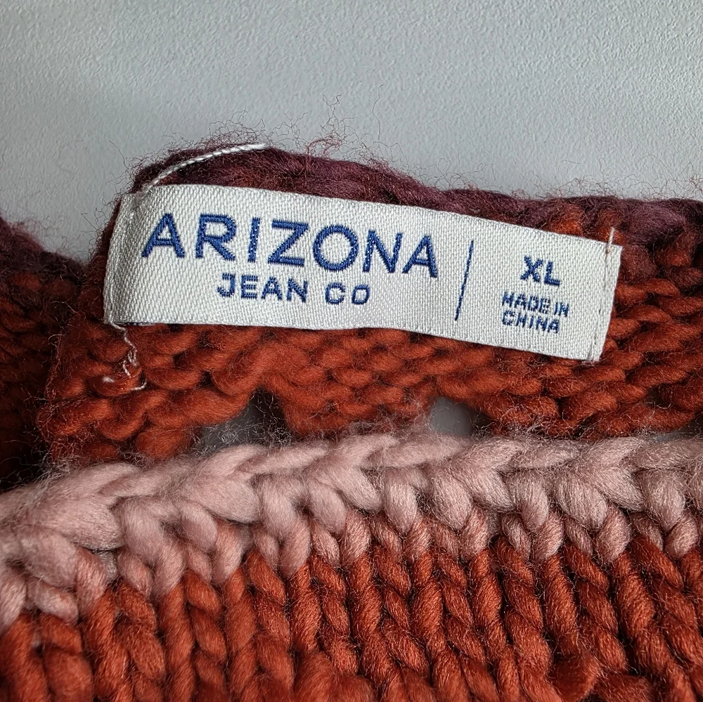 Arizona XL Loopy Knit Crop Sweater Bell Sleeves Fuzzy Stripes Cozy 2976-ac
